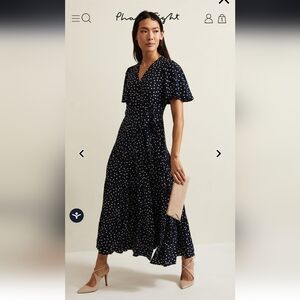 Phase Eight Navy Polka Dot Dress NWT size 4